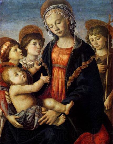 BOTTICELLI, Sandro The Virgin and Child with Two Angels and the Young St John the Baptist Spain oil painting art